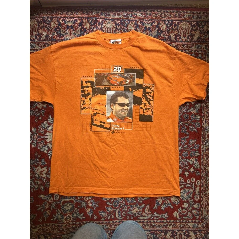 Vintage Tony Stewart Shirt Mens 2XL Orange NASCAR Racing Home Depot Tee Y2K